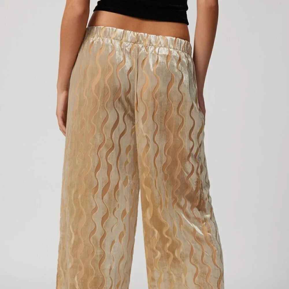 NWT Urban Renewal Party Remnants Neutral Velvet Burnout Pants